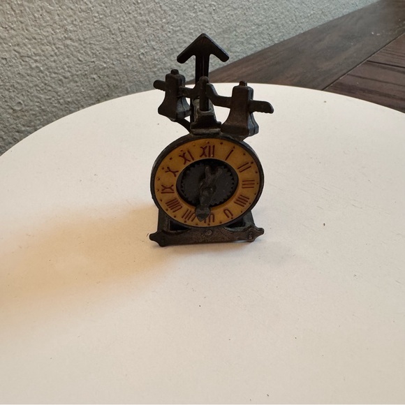 Other - Vintage Mini Clock Die Cast Metal Bronze Pencil Sharpener 3" Hong Kong